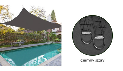 Żagiel przeciwsłoneczny wodoodporny ortalion 3x5 m szary