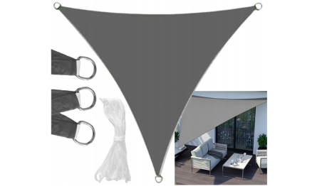 Żagiel przeciwsłoneczny wodoodporny ortalion 3x3x3m szary