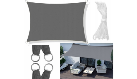 Żagiel przeciwsłoneczny wodoodporny ortalion 3x2m szary