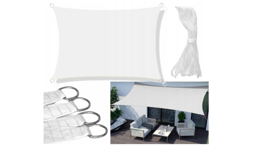 Żagiel przeciwsłoneczny wodoodporny ortalion 3x5 m biały