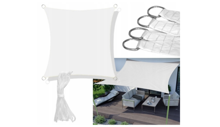 Żagiel przeciwsłoneczny wodoodporny ortalion 5x5 m biały