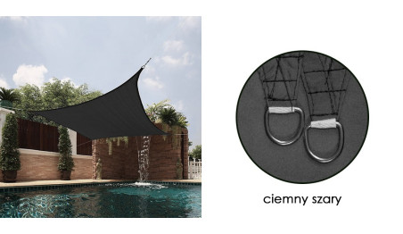 Żagiel przeciwsłoneczny wodoodporny codura 5x5 m ciemnoszary