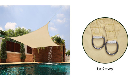 Żagiel przeciwsłoneczny wodoodporny codura 5x5 m beżowy