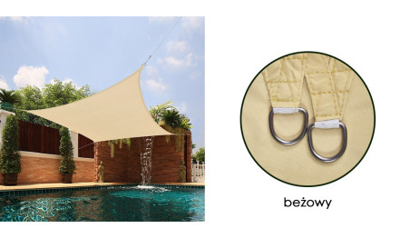 Żagiel przeciwsłoneczny wodoodporny codura 5x5 m beżowy