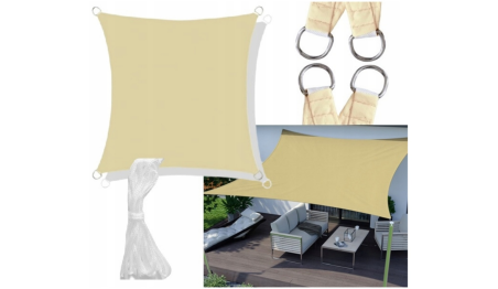 Żagiel przeciwsłoneczny wodoodporny codura 3x3 m beżowy