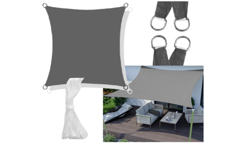 Żagiel przeciwsłoneczny wodoodporny codura 3x3 m ciemnoszary