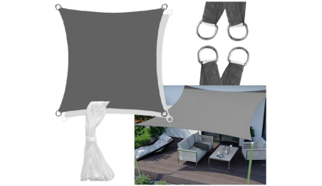 Żagiel przeciwsłoneczny wodoodporny codura 3x3 m ciemnoszary