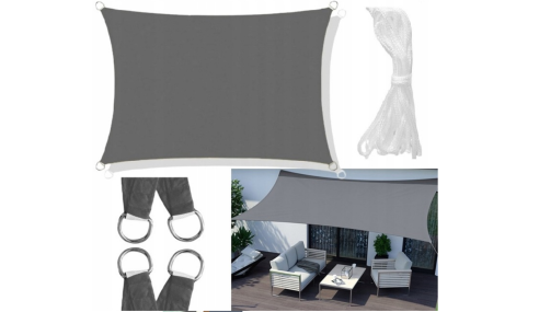 Żagiel przeciwsłoneczny wodoodporny codura 3x5 m ciemnoszary