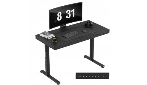 ELEKTRYCZNE BIURKO GAMINGOWE ERGONOMICZNE STOLIK GRACZA REGULACJA CZARNE