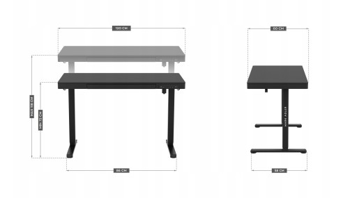 ELEKTRYCZNE BIURKO GAMINGOWE ERGONOMICZNE STOLIK GRACZA REGULACJA CZARNE