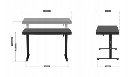 ELEKTRYCZNE BIURKO GAMINGOWE ERGONOMICZNE STOLIK GRACZA REGULACJA CZARNE