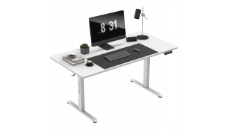 ERGONOMICZNE BIURKO GAMINGOWE ELEKTRYCZNE STOLIK DLA GRACZA REGULACJA BIAŁE