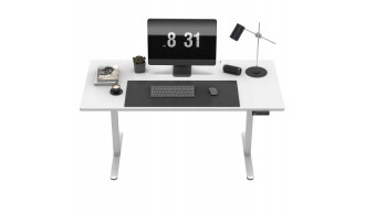 ERGONOMICZNE BIURKO GAMINGOWE ELEKTRYCZNE STOLIK DLA GRACZA REGULACJA BIAŁE 2