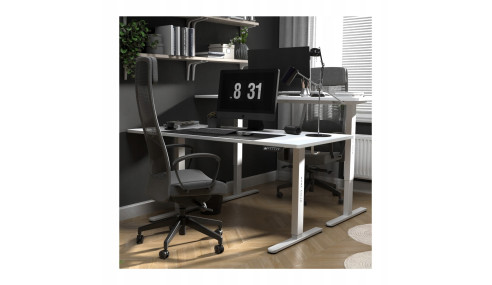 ERGONOMICZNE BIURKO GAMINGOWE ELEKTRYCZNE STOLIK DLA GRACZA REGULACJA BIAŁE