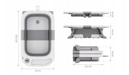 SKŁADANA WANIENKA DZIECIĘCA MISKA DO KĄPIELI DZIECI NIEMOWLĄT Z TERMOMETREM