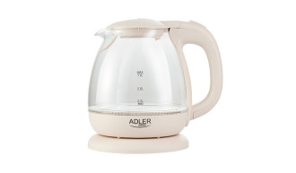 Kuchenny Czajnik Elektryczny 1L 1100W Szklany Beżowy LED Adler