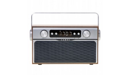 Stylowe Radio Sieciowo-Bateryjne z Bluetooth Zegar LCD AUX 2600mAh Camry