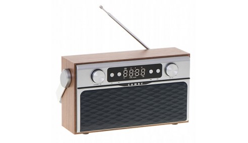Stylowe Radio Sieciowo-Bateryjne z Bluetooth Zegar LCD AUX 2600mAh Camry