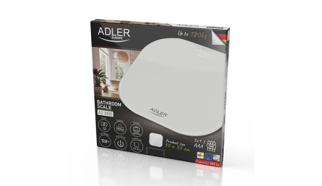 Waga Łazienkowa Do 180KG Wyświetlacz LED Szkło Hartowane + Baterie Adler