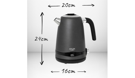 Czajnik Metalowy 1,7L z LCD Regulacja temperatury 2200W Adler