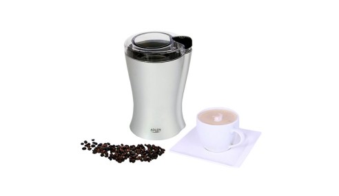 Młynek do Mielenia Kawy 150W Szybki Cichy Stal Nierdzewna Adler Srebrny