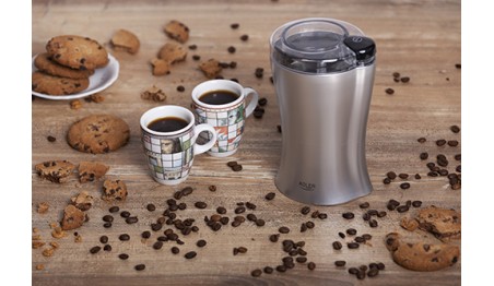 Młynek do Mielenia Kawy 150W Szybki Cichy Stal Nierdzewna Adler Srebrny