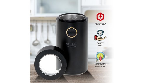 Elektryczny Młynek Do Mielenia Kawy Ziaren 150W Adler Czarny