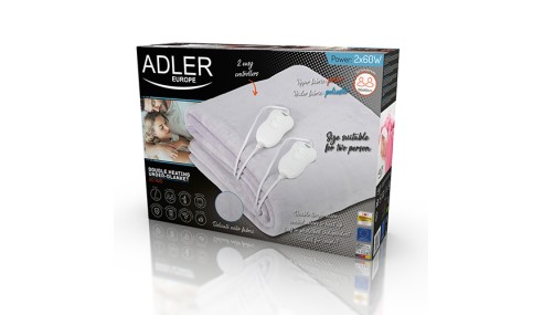 Elektryczny Koc Podkładowy 150x160cm Podwójny Miękki Regulacja Temp Adler