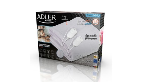 Elektryczny Koc Podkładowy 150x160cm Podwójny Miękki Regulacja Temp Adler