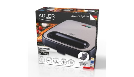 Opiekacz do Kanapek Tostów 1000W Sandwich Toster Srebrny Adler