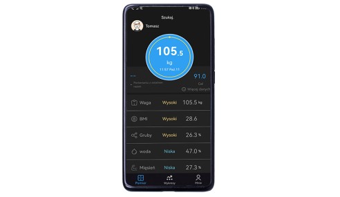 Waga Łazienkowa Analityczna Smart LED Aplikacja FitGo Do 180kg Czarna