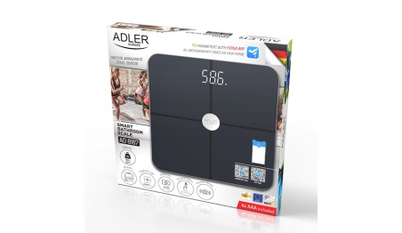 Waga Łazienkowa Analityczna Smart LED Aplikacja FitGo Do 180kg Czarna