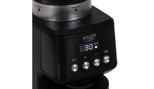 Młynek do Mielenia Kawy Żarnowy 180W Timer 2 Tryby Pracy Czarny Adler