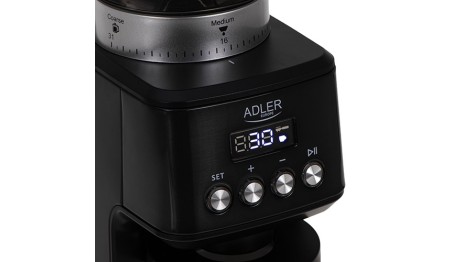 Młynek do Mielenia Kawy Żarnowy 180W Timer 2 Tryby Pracy Czarny Adler