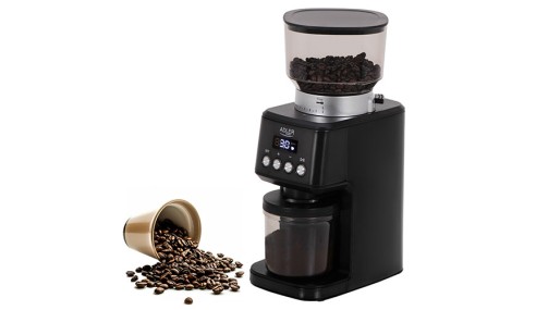 Młynek do Mielenia Kawy Żarnowy 180W Timer 2 Tryby Pracy Czarny Adler
