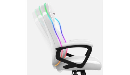 FOTEL GAMINGOWY GRACZA BIUROWY BIAŁY KRZESŁO RGB LED + PILOT HUZARO