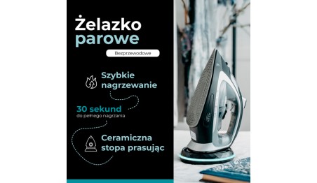 Żelazko Parowe Ceramiczne Bezprzewodowe Szybkie Nagrzewanie