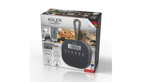 Radio FM Wodoodporne IPX4 Kompaktowe Zegar Funkcje drzemki alarmu Adler