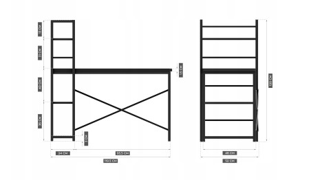 Biurko komputerowe Dwustronne z Regałem Półkami Regulacja Stolik gamingowy