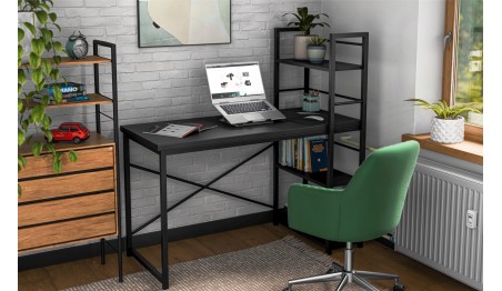 Biurko komputerowe Dwustronne z Regałem Półkami Regulacja Stolik gamingowy