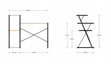 Nowoczesne biurko z półkami Dwustronne Regulowane Stolik biurowy Mark Adler