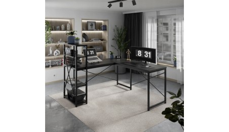 Biurko Narożne z półkami Dwustronne Nowoczesny Stolik biurowy MarkAdler