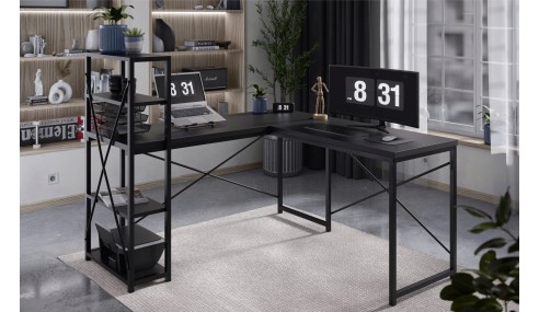 Biurko Narożne z półkami Dwustronne Nowoczesny Stolik biurowy MarkAdler