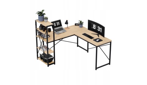 Biurko Narożne z półkami Dwustronne Nowoczesny Stolik biurowy Dąb MarkAdler