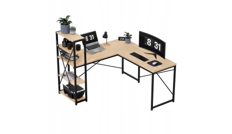 Biurko Narożne z półkami Dwustronne Nowoczesny Stolik biurowy Dąb MarkAdler