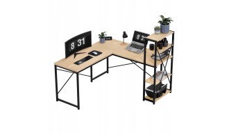 Biurko Narożne z półkami Dwustronne Nowoczesny Stolik biurowy Dąb MarkAdler 2