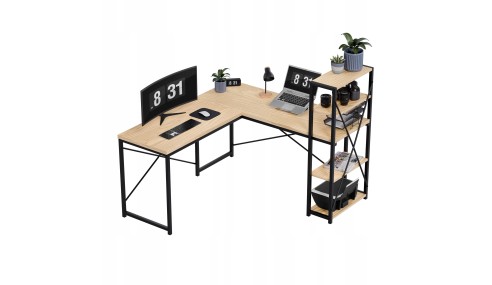 Biurko Narożne z półkami Dwustronne Nowoczesny Stolik biurowy Dąb MarkAdler