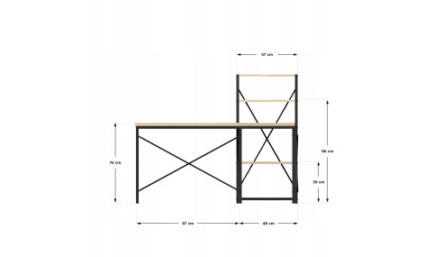 Biurko Narożne z półkami Dwustronne Nowoczesny Stolik biurowy Dąb MarkAdler