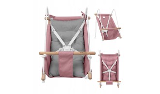 Huśtawka Kołyska dla dzieci 3w1 +6m Leżaczek Do Domu Ogrodu Różowa Tulano