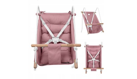 Huśtawka Kołyska dla dzieci 3w1 +6m Leżaczek Do Domu Ogrodu Różowa Tulano